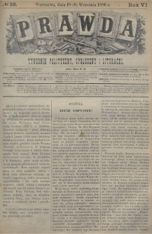 Prawda : tygodnik polityczny, społeczny i literacki. 1886, nr 38
