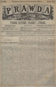 Prawda : tygodnik polityczny, społeczny i literacki. 1886, nr 42