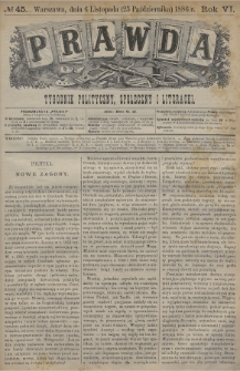Prawda : tygodnik polityczny, społeczny i literacki. 1886, nr 45