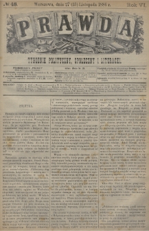 Prawda : tygodnik polityczny, społeczny i literacki. 1886, nr 48