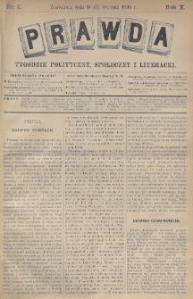 Prawda : tygodnik polityczny, społeczny i literacki. 1890, nr 3
