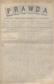 Prawda : tygodnik polityczny, społeczny i literacki. 1890, nr 9