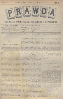 Prawda : tygodnik polityczny, społeczny i literacki. 1890, nr 10