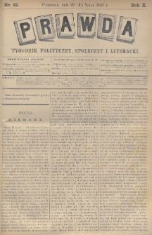 Prawda : tygodnik polityczny, społeczny i literacki. 1890, nr 12