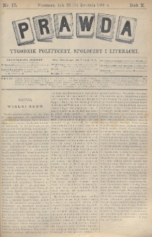 Prawda : tygodnik polityczny, społeczny i literacki. 1890, nr 17