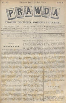 Prawda : tygodnik polityczny, społeczny i literacki. 1890, nr 20