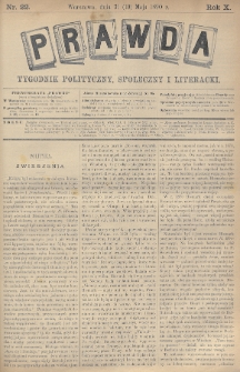 Prawda : tygodnik polityczny, społeczny i literacki. 1890, nr 22