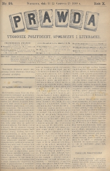 Prawda : tygodnik polityczny, społeczny i literacki. 1890, nr 24