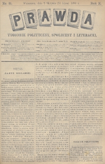 Prawda : tygodnik polityczny, społeczny i literacki. 1890, nr 31