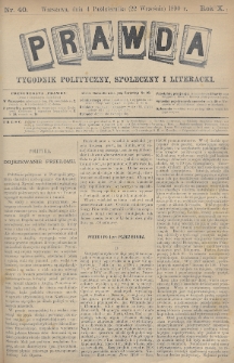 Prawda : tygodnik polityczny, społeczny i literacki. 1890, nr 40