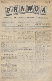 Prawda : tygodnik polityczny, społeczny i literacki. 1890, nr 50