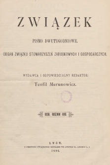 Związek : pismo dwutygodniowe : organ Związku stowarzyszeń zarobkowych i gospodarczych. R.23, 1896, Spis rzeczy