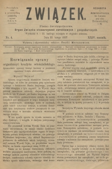 Związek : pismo dwutygodniowe : organ Związku stowarzyszeń zarobkowych i gospodarczych. R.24, 1897, nr 4