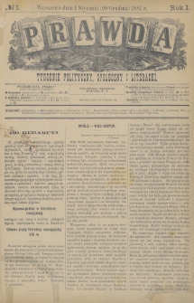 Prawda : tygodnik polityczny, społeczny i literacki. 1881, nr 1