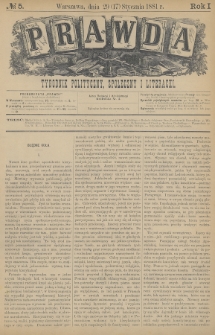 Prawda : tygodnik polityczny, społeczny i literacki. 1881, nr 5