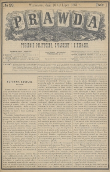 Prawda : tygodnik polityczny, społeczny i literacki. 1881, nr 29