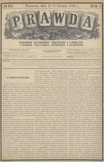 Prawda : tygodnik polityczny, społeczny i literacki. 1881, nr 34