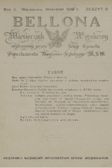 Bellona : miesięcznik wojskowy wydawany przez Sekcję Czwartą Departamentu Naukowo-Szkolnego M. S. W. R.2, 1919, Zeszyt 9