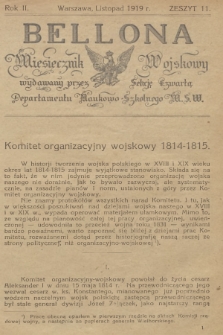 Bellona : miesięcznik wojskowy wydawany przez Sekcję Czwartą Departamentu Naukowo-Szkolnego M. S. W. R.2, 1919, Zeszyt 11