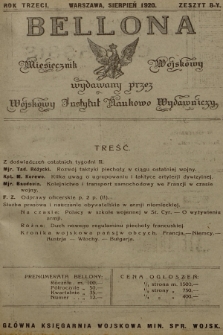 Bellona : miesięcznik wojskowy wydawany przez Sekcję Czwartą Departamentu Naukowo-Szkolnego M. S. W. R.3, 1920, Zeszyt 8