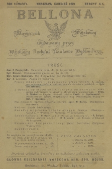 Bellona : miesięcznik wojskowy wydawany przez Wojskowy Instytut Naukowo Wydawniczy. R.4, 1921, Zeszyt 4