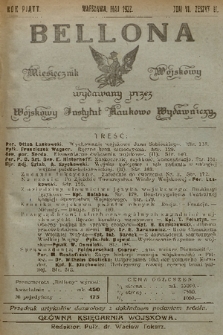 Bellona : miesięcznik wojskowy wydawany przez Wojskowy Instytut Naukowo Wydawniczy. R.5, T.6, 1922, Zeszyt 2