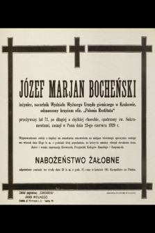 Józef Marjan Bocheński [...] zasnął w Panu dnia 23-do czerwca 1929 r. [...]