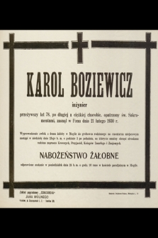 Karol Boziewicz [...] zasnął w Panu dnia 21 lutego 1930 r. [...]