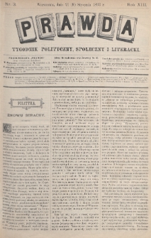 Prawda : tygodnik polityczny, społeczny i literacki. 1893, nr 3