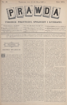 Prawda : tygodnik polityczny, społeczny i literacki. 1893, nr 19