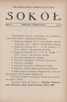 Przewodnik Gimnastyczny „Sokół” : organ Związku Towarzystw Gimnastycznych „Sokół” w Polsce. R.55 (1938), nr 11