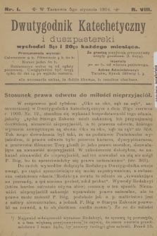 Dwutygodnik Katechetyczny i Duszpasterski. R.8, 1904, nr 1