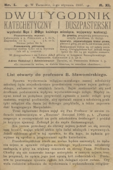 Dwutygodnik Katechetyczny i Duszpasterski. R.11, 1907, nr 1