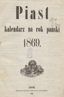 Piast : kalendarz na rok pański 1869