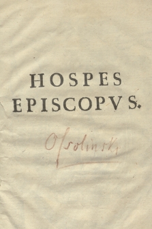 Hospes Episcopvs