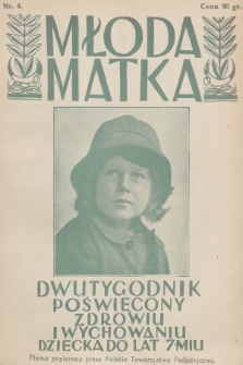 Młoda Matka : dwutygodnik poświęcony zdrowiu i wychowaniu dziecka do lat 7-miu : pismo popierane przez Polskie Towarzystwo Pedjatryczne. R.1, 1927, nr 4