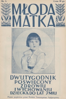 Młoda Matka : dwutygodnik poświęcony zdrowiu i wychowaniu dziecka do lat 7-miu : pismo popierane przez Polskie Towarzystwo Pedjatryczne. R.1, 1927, nr 5