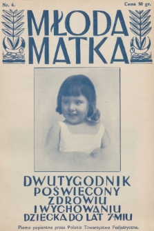 Młoda Matka : dwutygodnik poświęcony zdrowiu i wychowaniu dziecka do lat 7-miu : pismo popierane przez Polskie Towarzystwo Pedjatryczne. R.1, 1927, nr 6