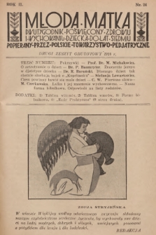 Młoda Matka : dwutygodnik poświęcony zdrowiu i wychowaniu dziecka do lat siedmiu : popierany przez Polskie Towarzystwo Pedjatryczne. R.2, 1928, nr 24 + dod.