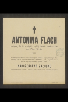 Antonina Flach [...] zasnęła Panu dnia 11 Marca 1901 roku [...]