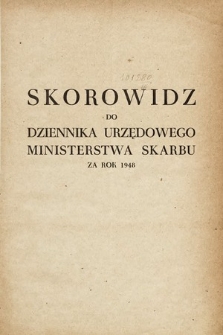 Dziennik Urzędowy Ministerstwa Skarbu. 1948, skorowidz