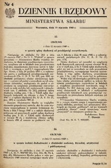 Dziennik Urzędowy Ministerstwa Skarbu. 1948, nr 4