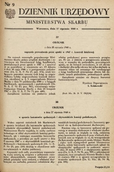 Dziennik Urzędowy Ministerstwa Skarbu. 1948, nr 9