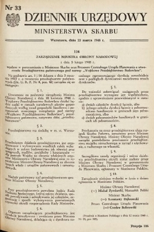 Dziennik Urzędowy Ministerstwa Skarbu. 1948, nr 33