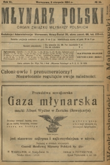 Młynarz Polski : organ Związku Młynarzy Polskich. R.6, 1924, № 14