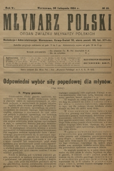 Młynarz Polski : organ Związku Młynarzy Polskich. R.6, 1924, № 21