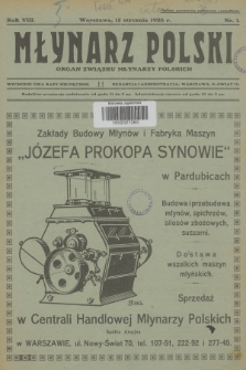 Młynarz Polski : organ Związku Młynarzy Polskich. R.8, 1926, № 1