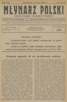 Młynarz Polski : organ Związku Młynarzy Polskich. R.8, 1926, № 13-14