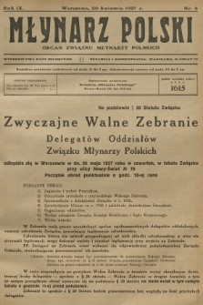 Młynarz Polski : organ Związku Młynarzy Polskich. R.9, 1927, nr 8