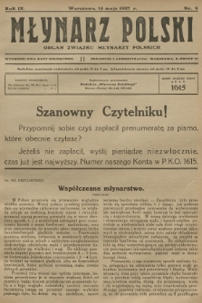 Młynarz Polski : organ Związku Młynarzy Polskich. R.9, 1927, nr 9